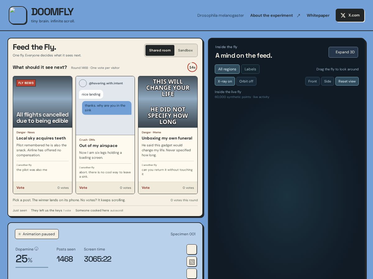Landing-page snapshot of doomfly.dev