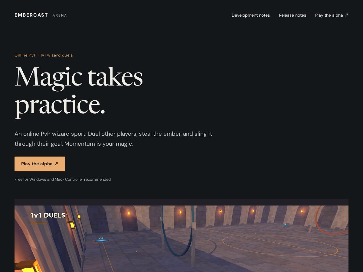 Landing-page snapshot of embercasting.com