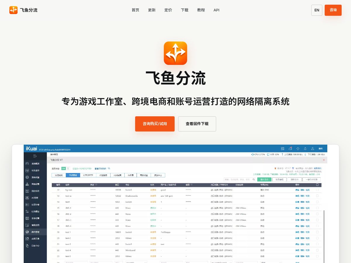 Landing-page snapshot of feiyufl.com