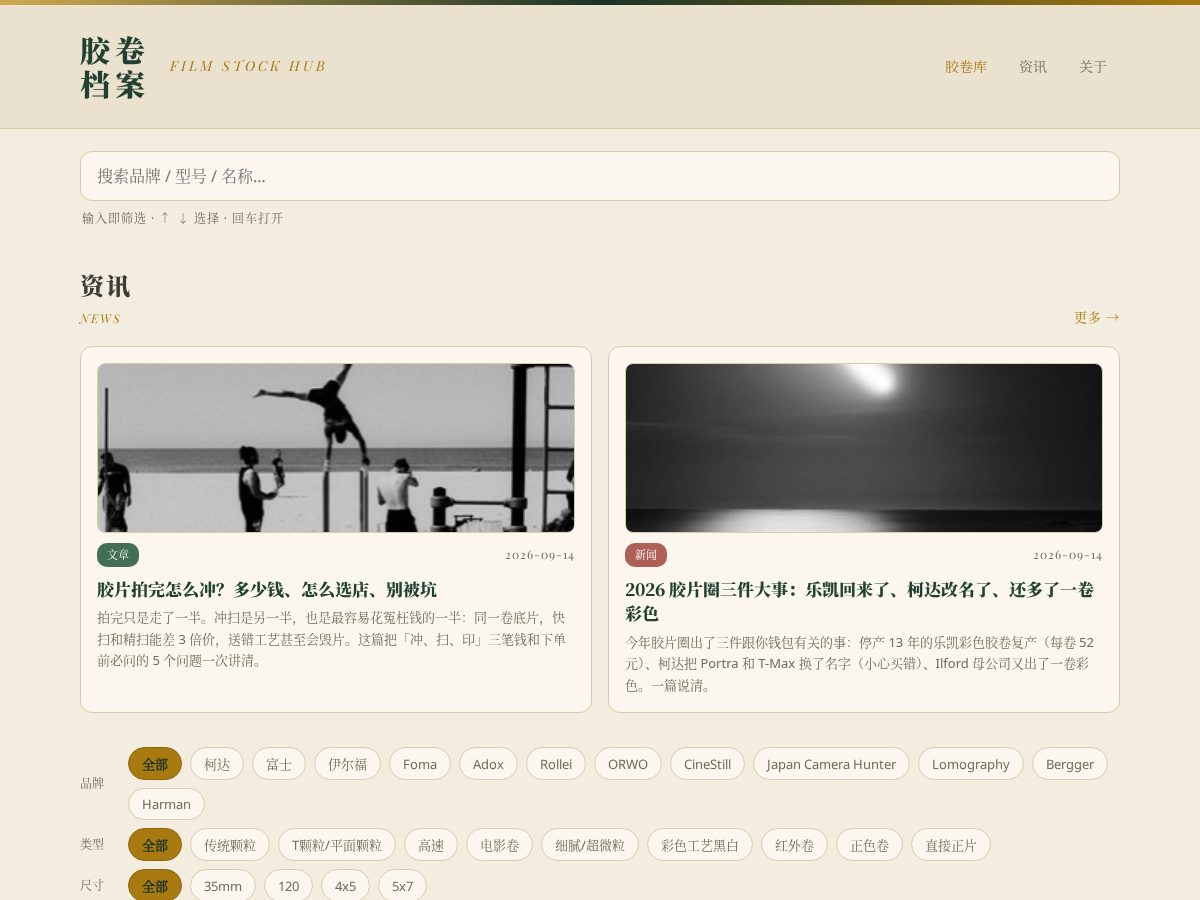 Landing-page snapshot of filmstockhub.com