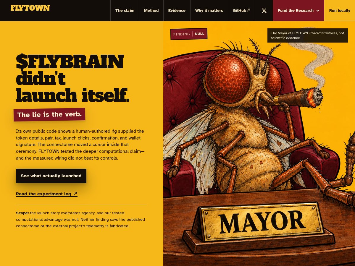 Landing-page snapshot of flytown.fyi