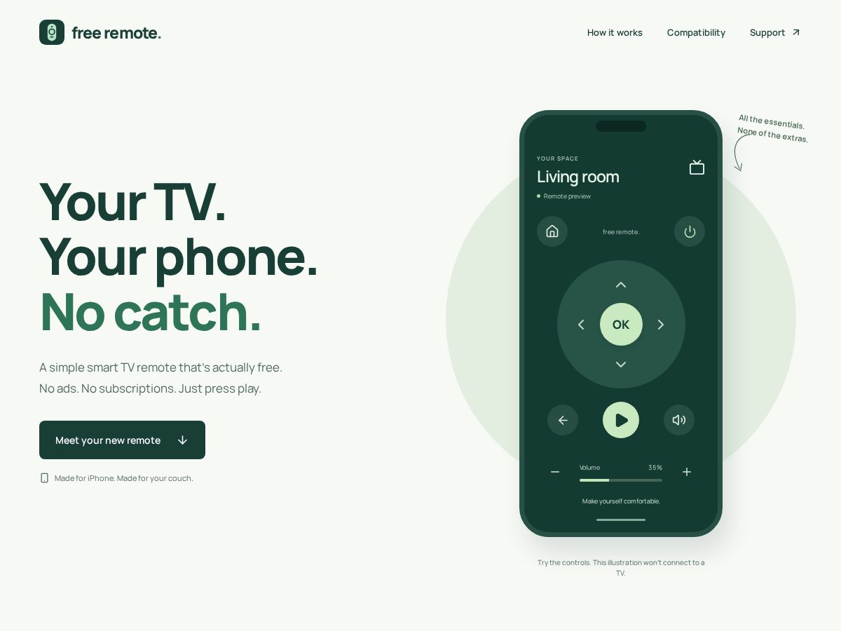 Landing-page snapshot of freeremote.app