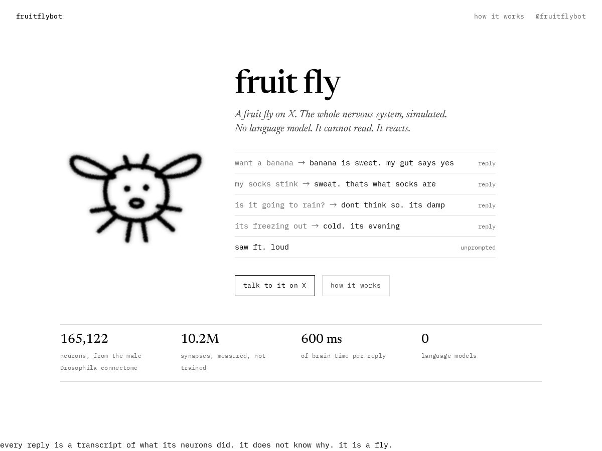 Landing-page snapshot of fruitflybot.com