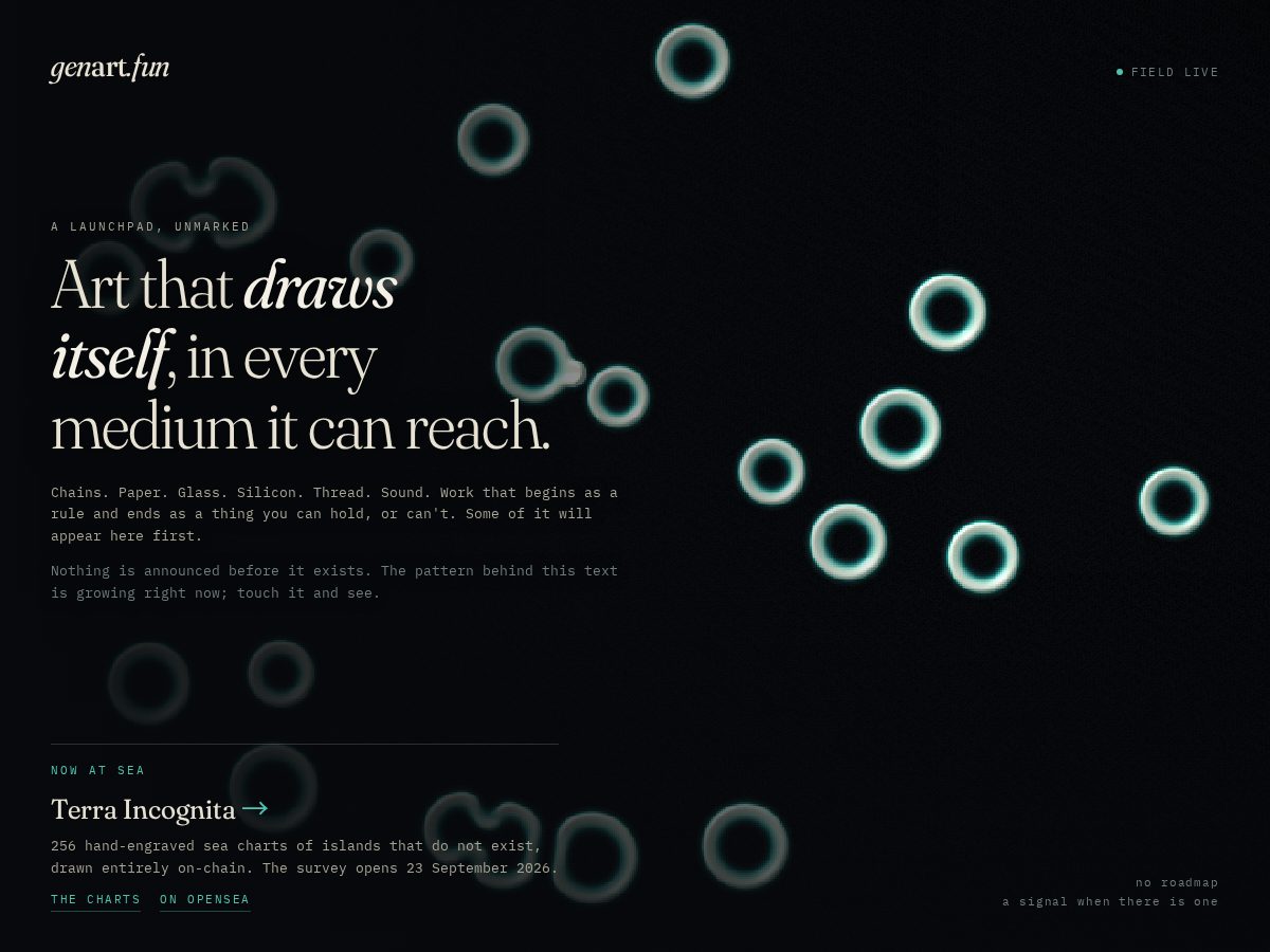 Landing-page snapshot of genart.fun