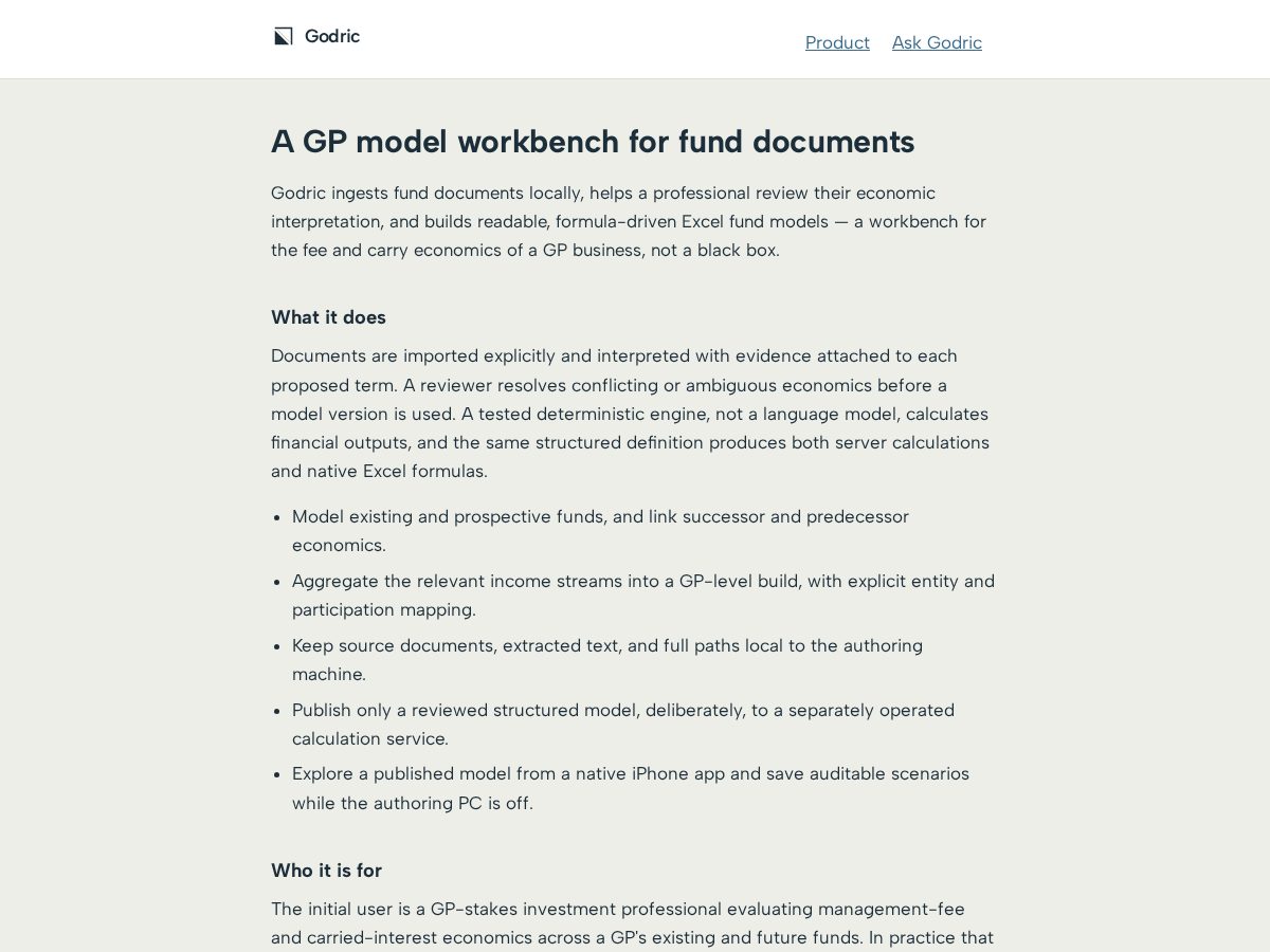 Landing-page snapshot of getgodric.com