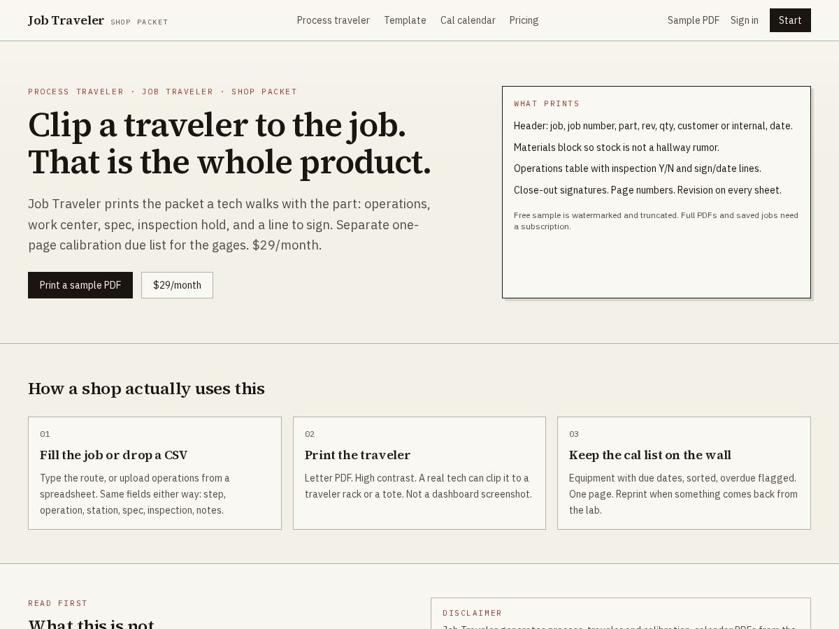 Landing-page snapshot of getjobtraveler.com