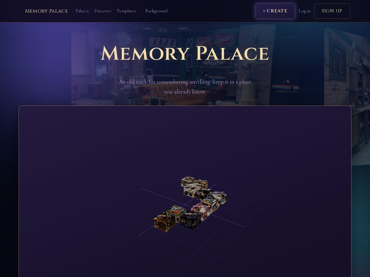 Landing-page snapshot of getmemorypalace.com