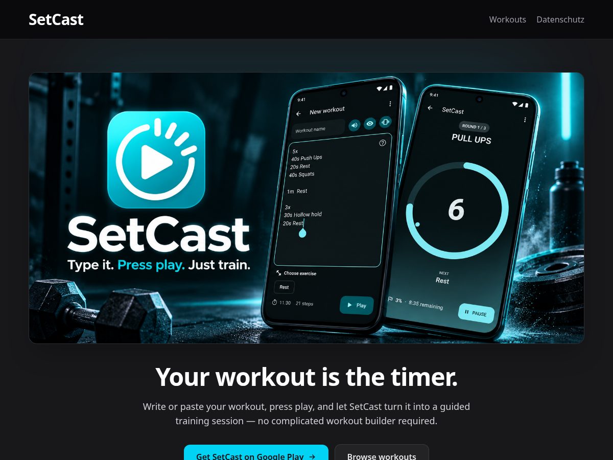 Landing-page snapshot of getsetcast.com