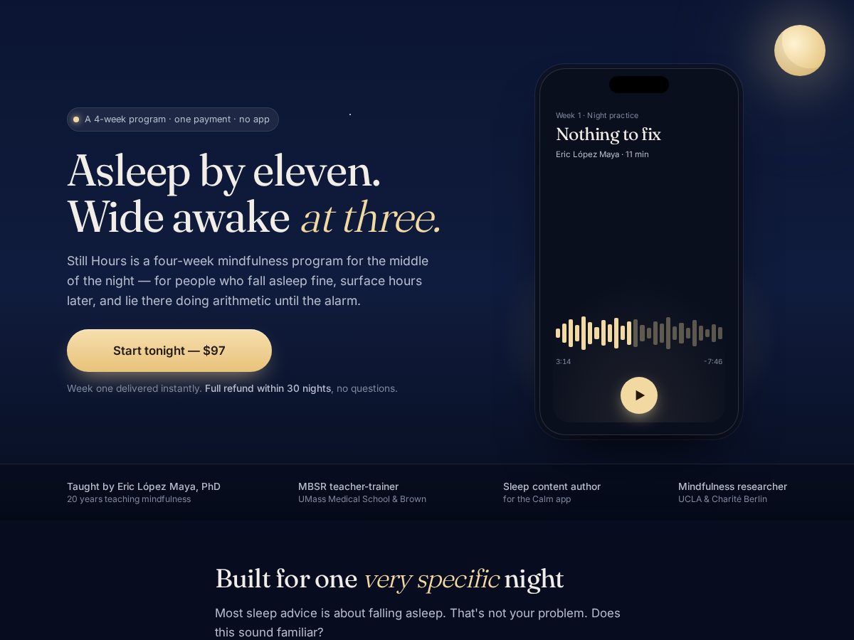 Landing-page snapshot of getstillhours.com