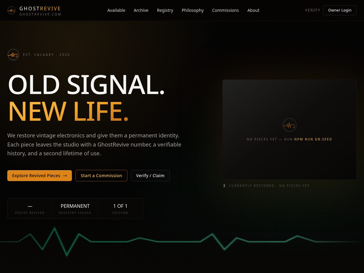 Landing-page snapshot of ghostrevive.com