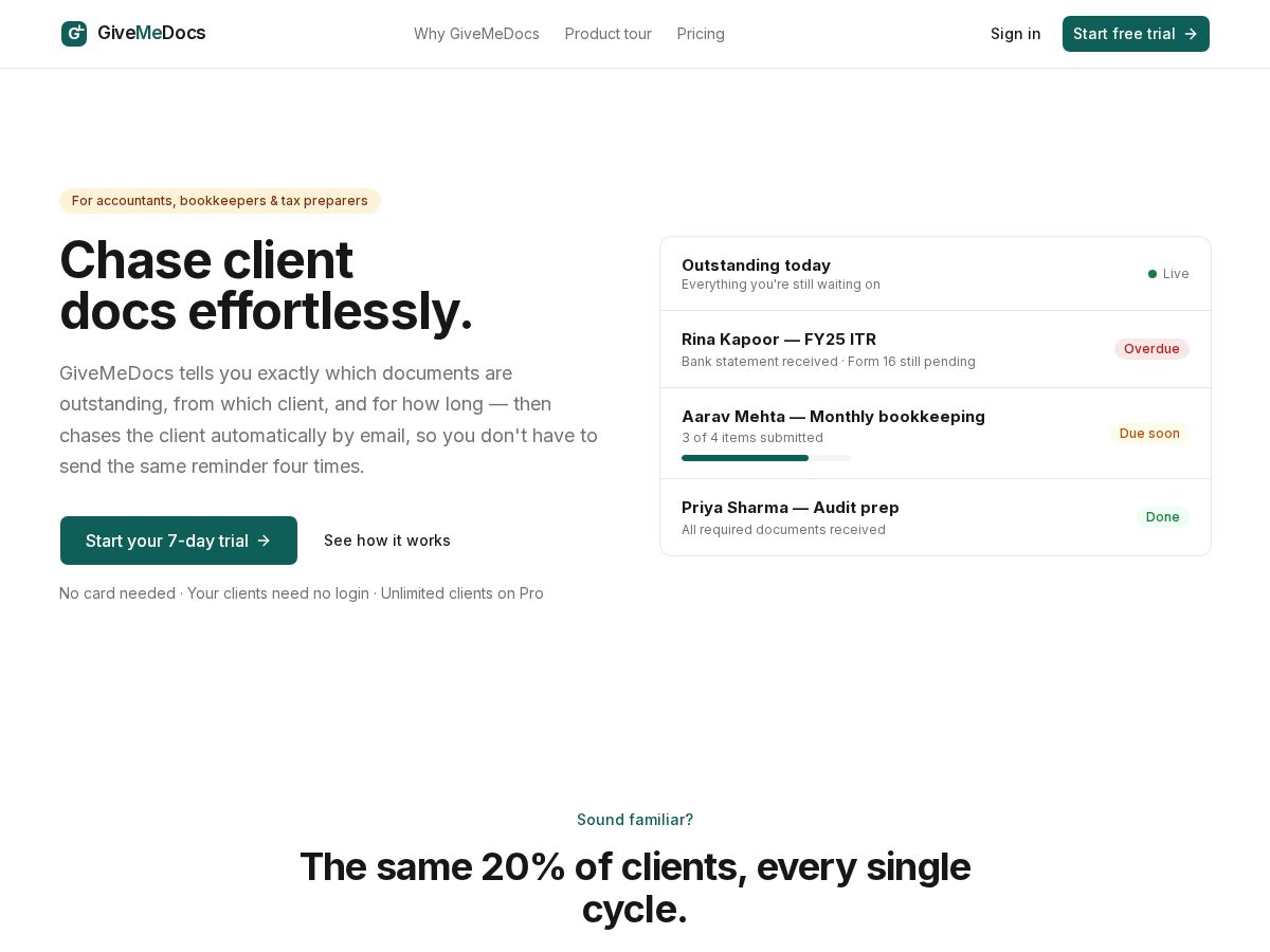 Landing-page snapshot of givemedocs.com