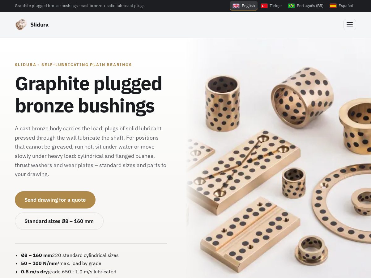 Landing-page snapshot of graphitebronzebushings.com