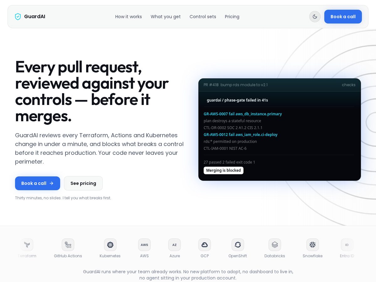 Landing-page snapshot of guardaiops.com