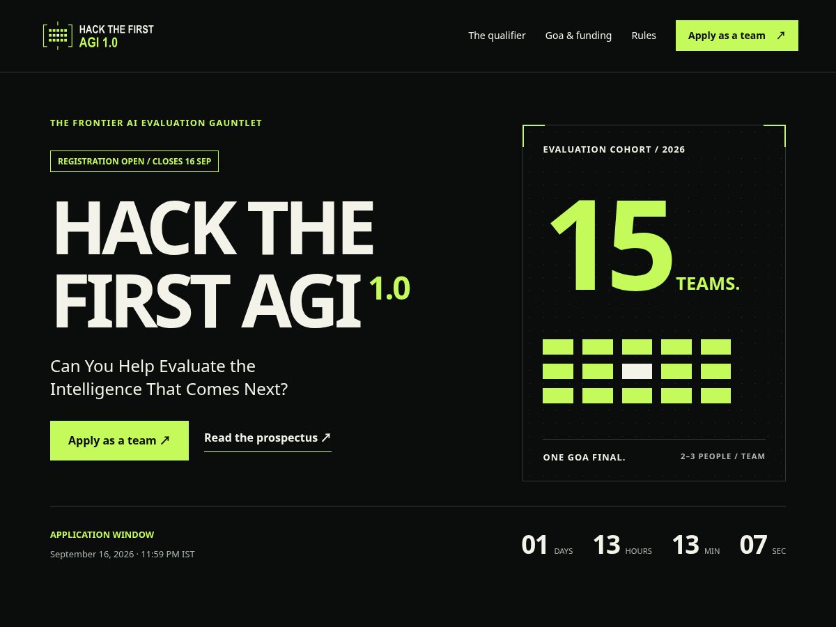 Landing-page snapshot of hack-4-first-agi.online