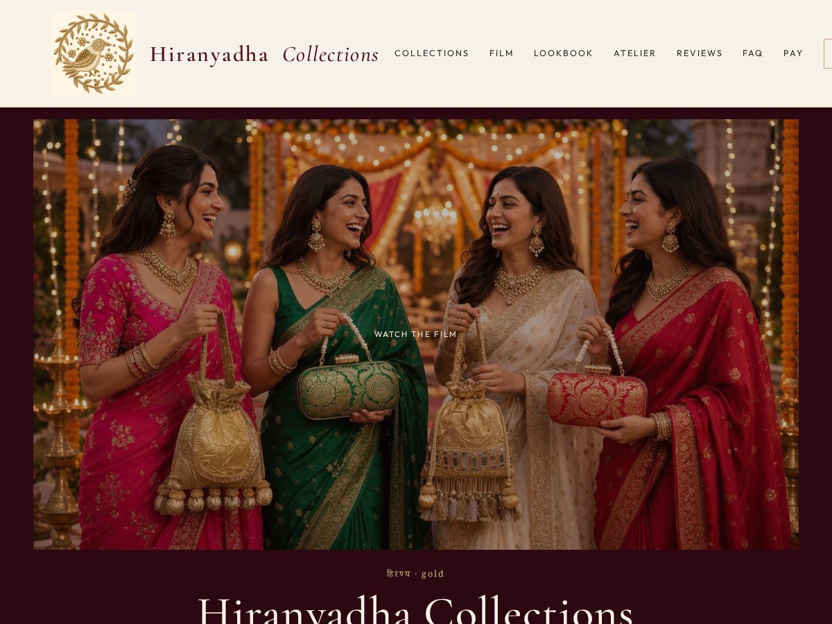 Landing-page snapshot of hiranyadha-collections.com