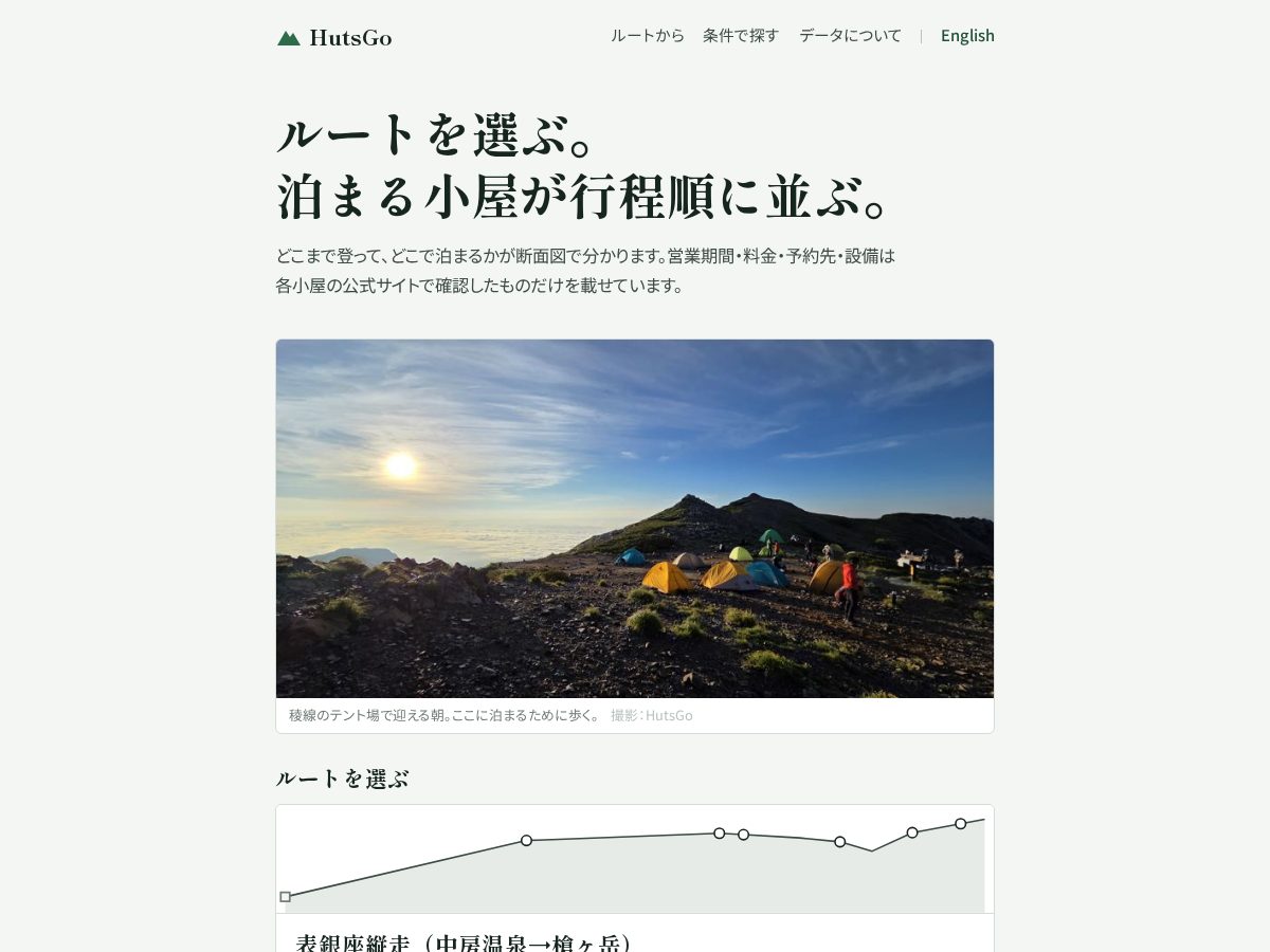 Landing-page snapshot of hutsgo.com