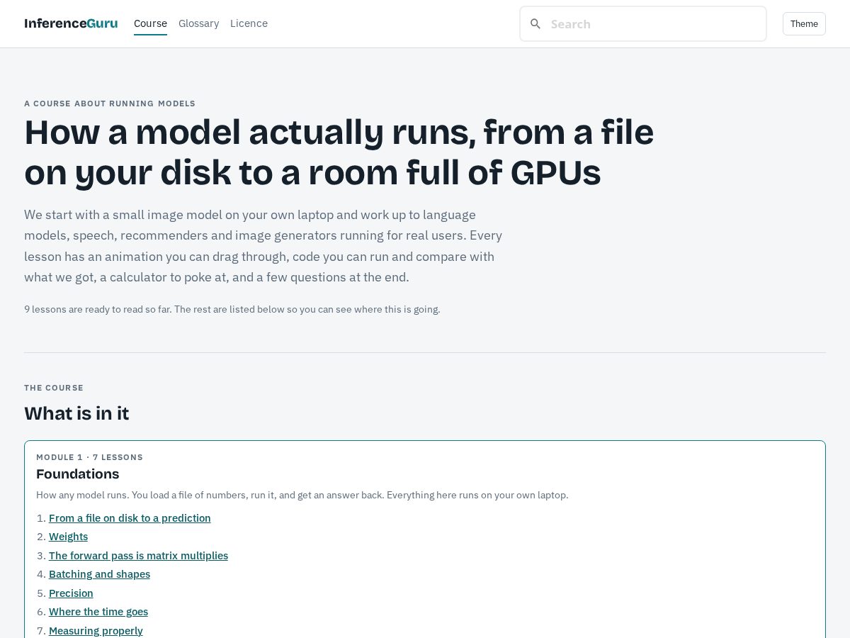 Landing-page snapshot of inferenceguru.dev