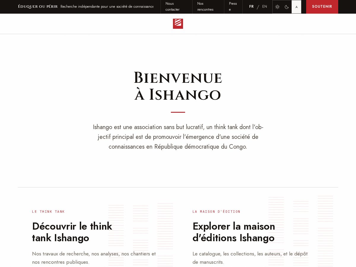 Landing-page snapshot of ishango-rdc.org