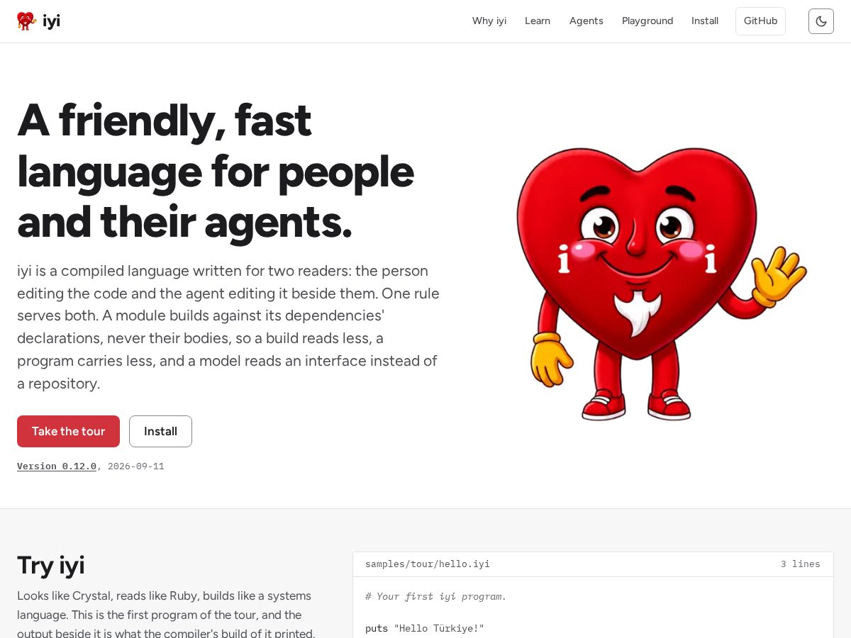Landing-page snapshot of iyi.dev