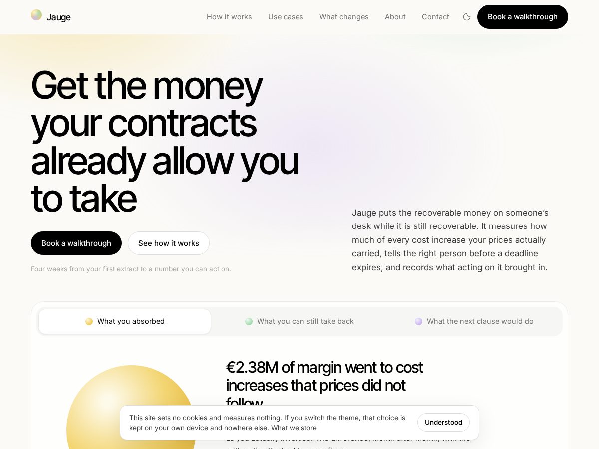Landing-page snapshot of jauge.one