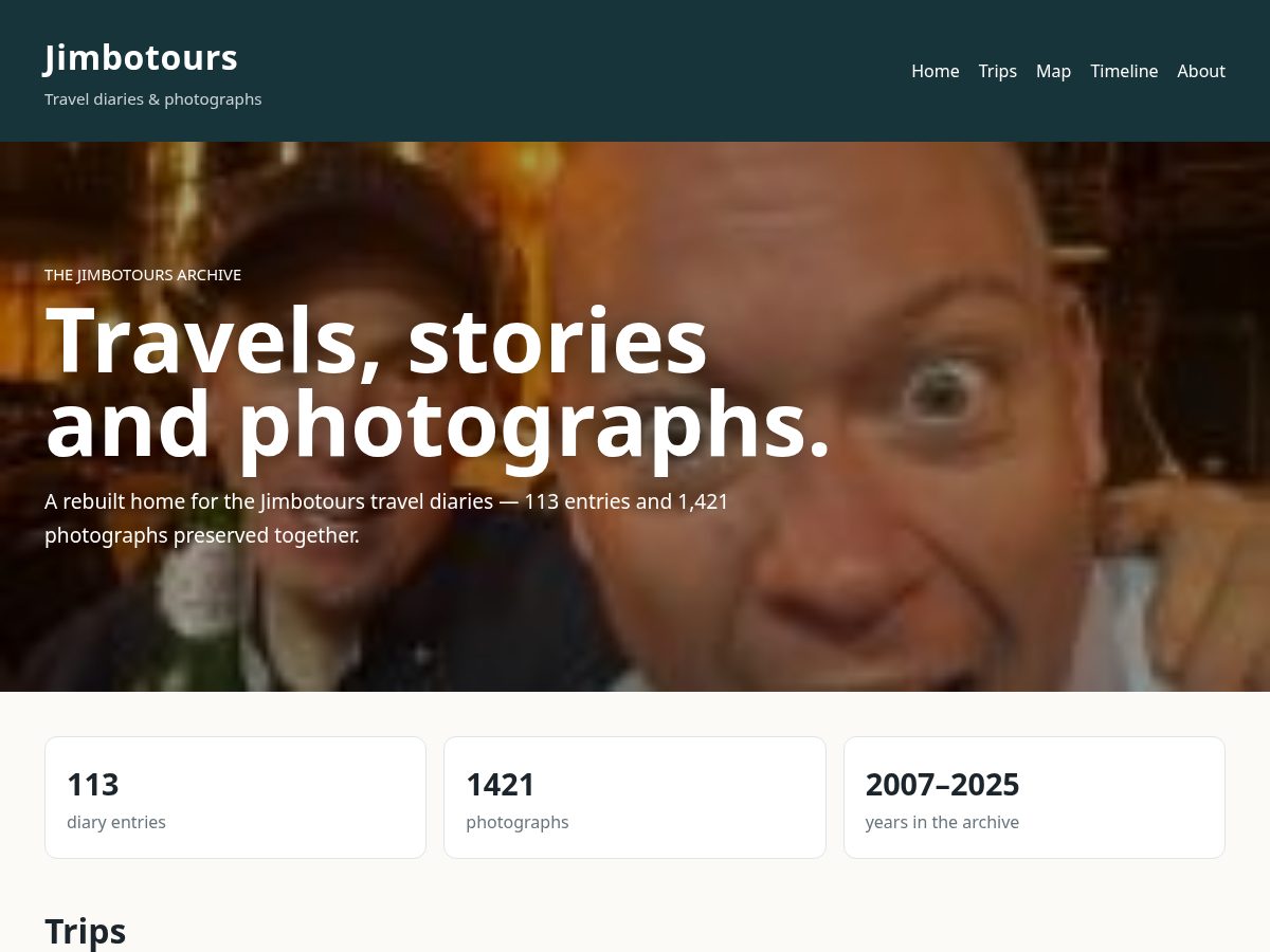 Landing-page snapshot of jimbotours.com