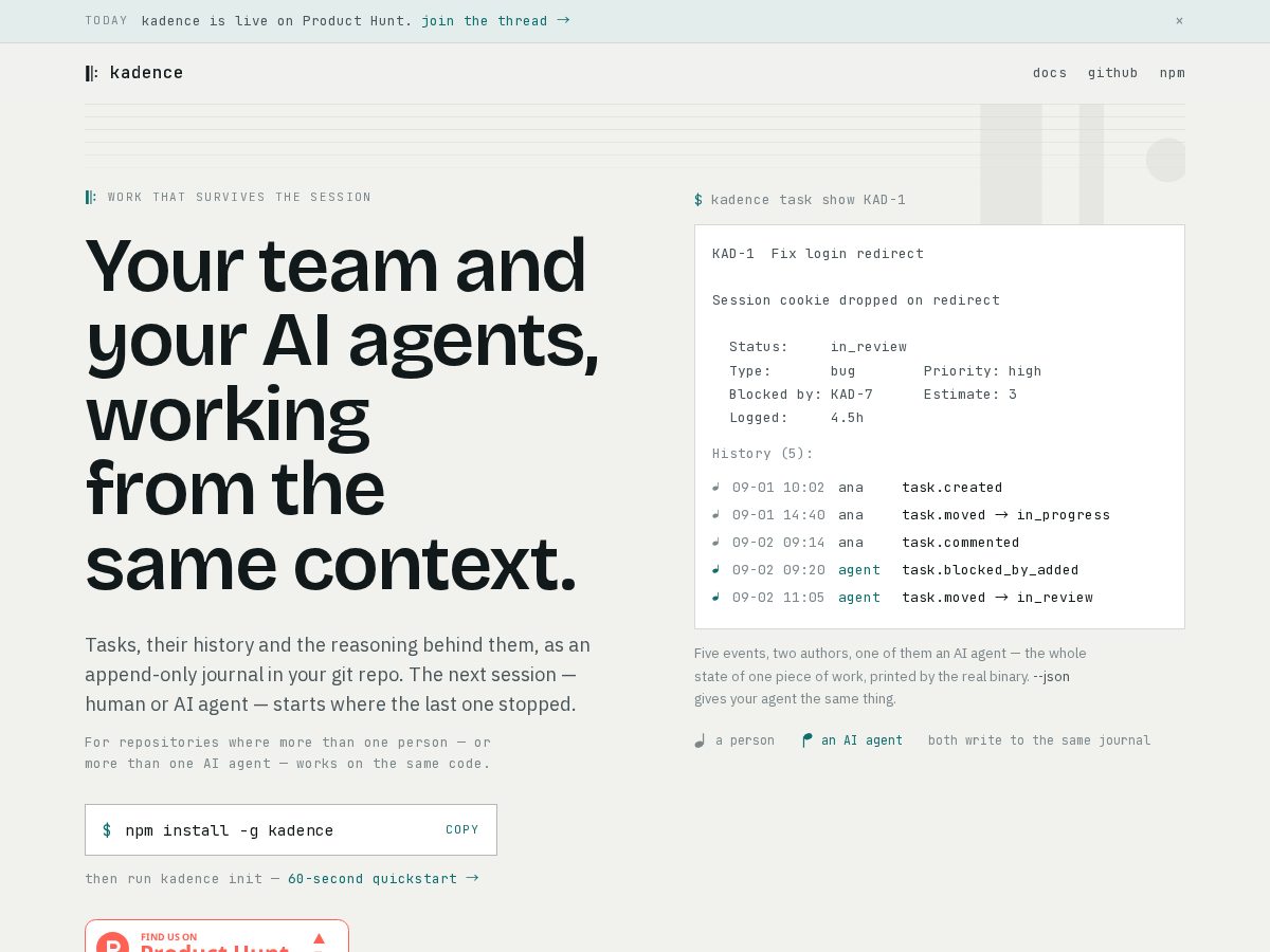 Landing-page snapshot of kadence.guru