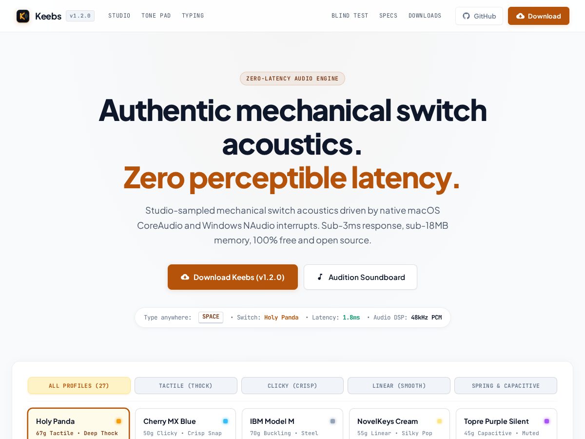 Landing-page snapshot of keebs.live