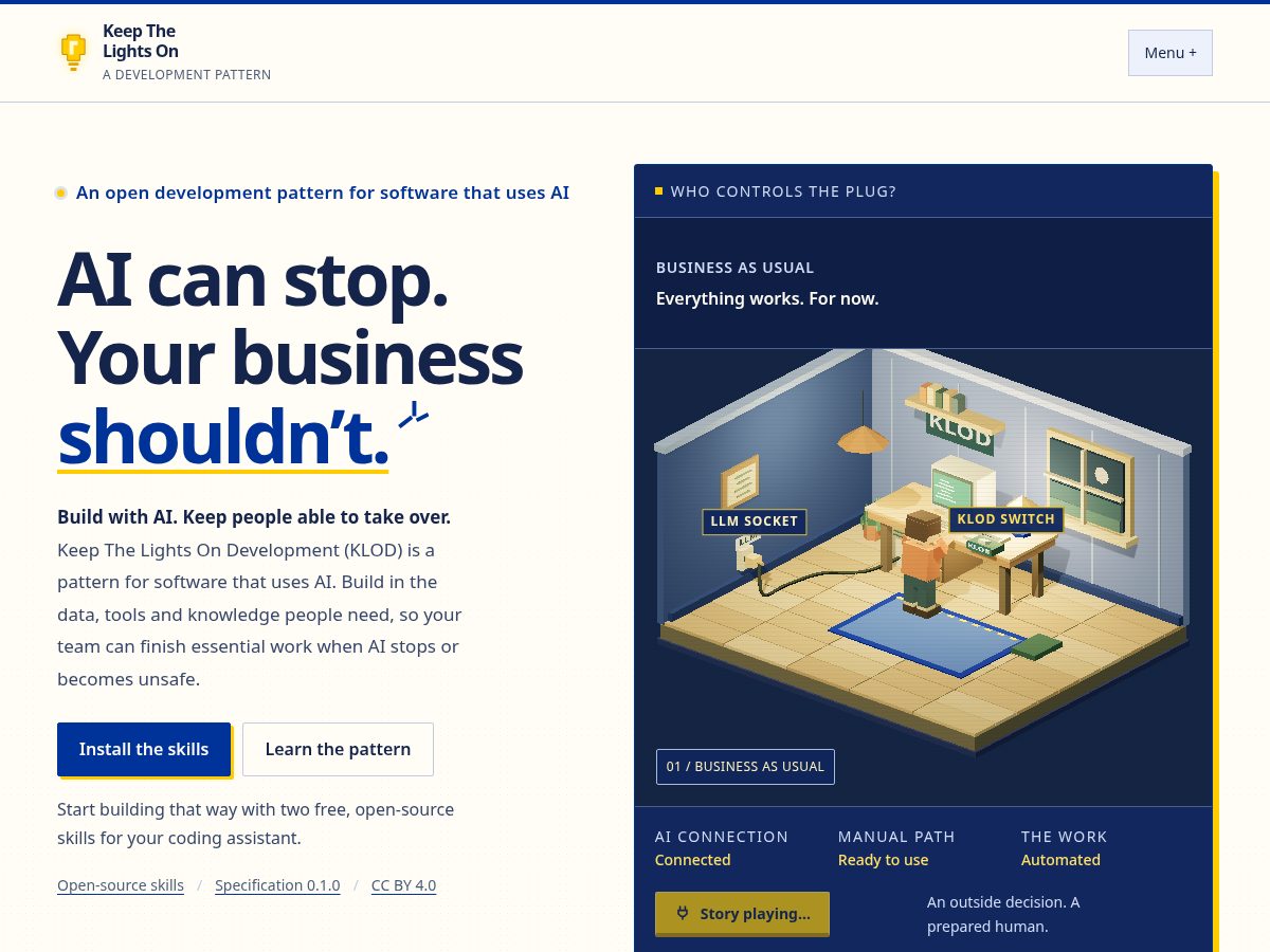 Landing-page snapshot of keepthelightson.dev