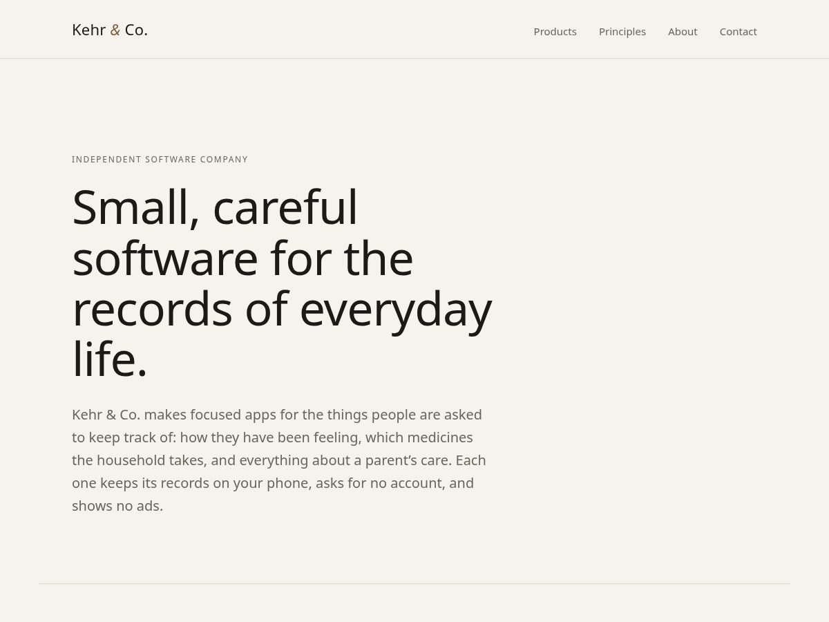 Landing-page snapshot of kehrandco.com
