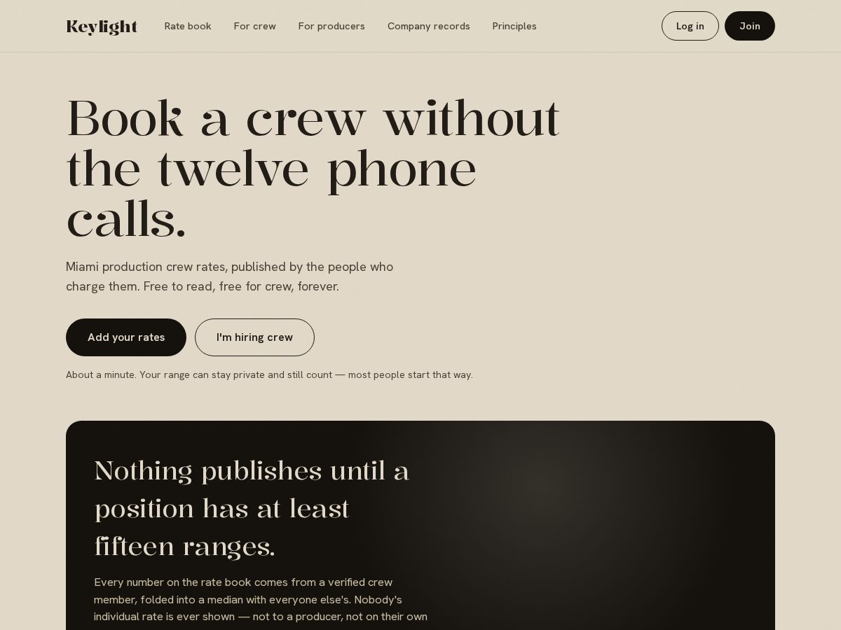 Landing-page snapshot of keylightcrews.com