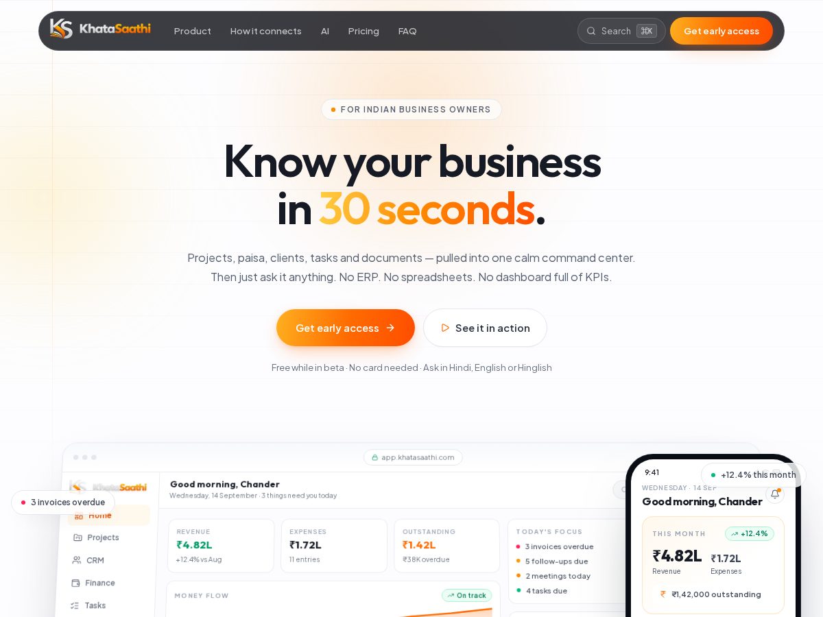 Landing-page snapshot of khatasaathi.com