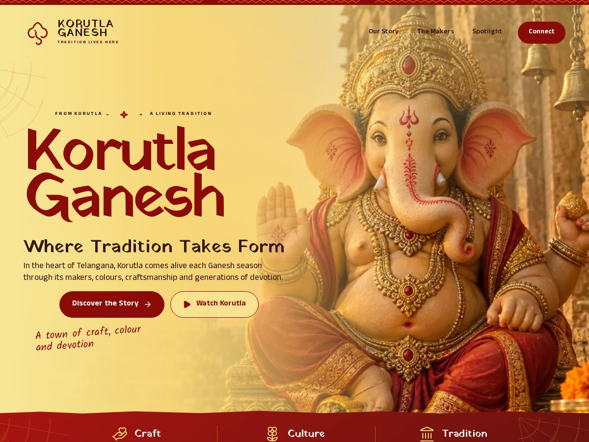 Landing-page snapshot of korutlaganesh.com