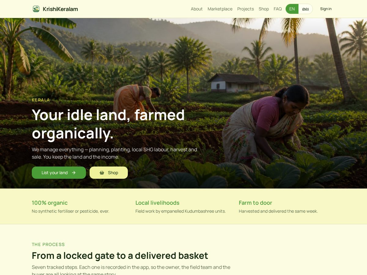 Landing-page snapshot of krishikeralam.online