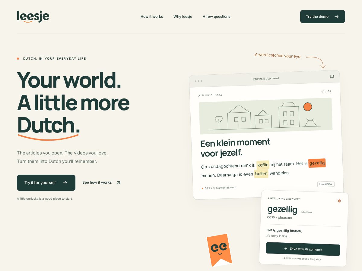 Landing-page snapshot of leesje.com