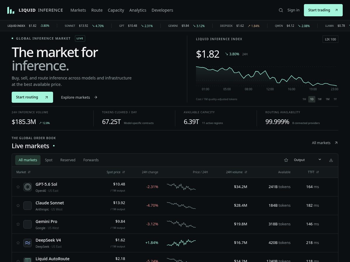 Landing-page snapshot of liquidinference.xyz