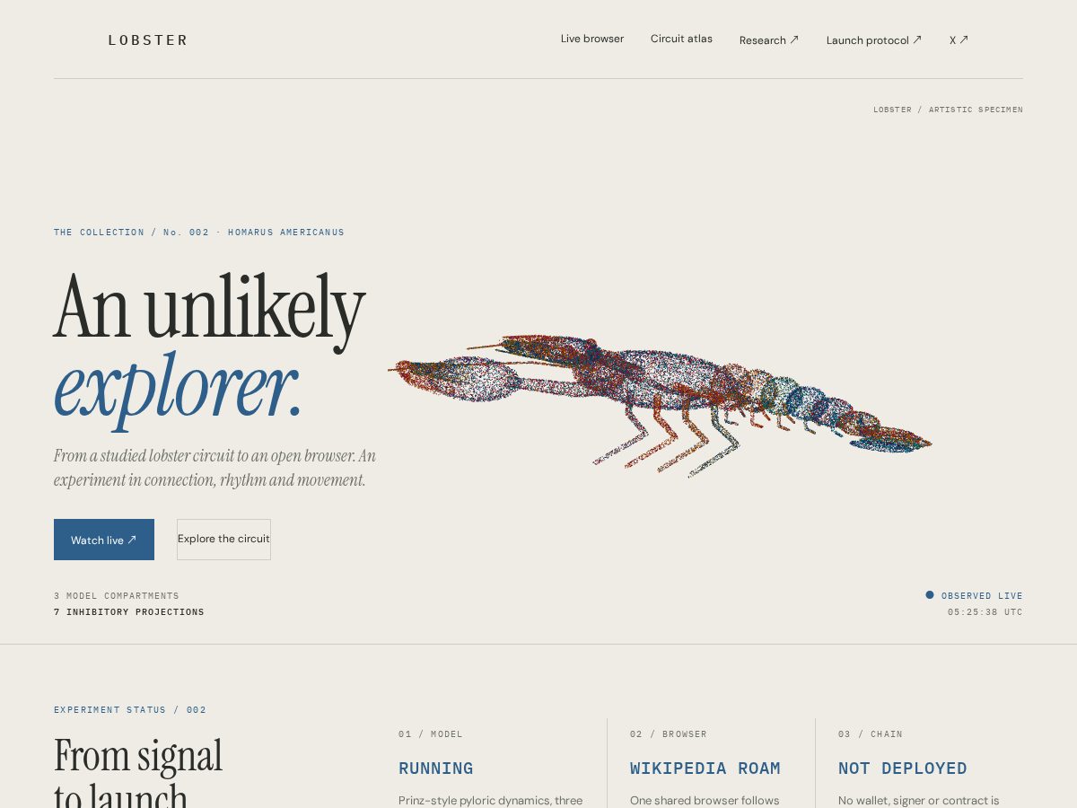 Landing-page snapshot of lobsternetwork.tech