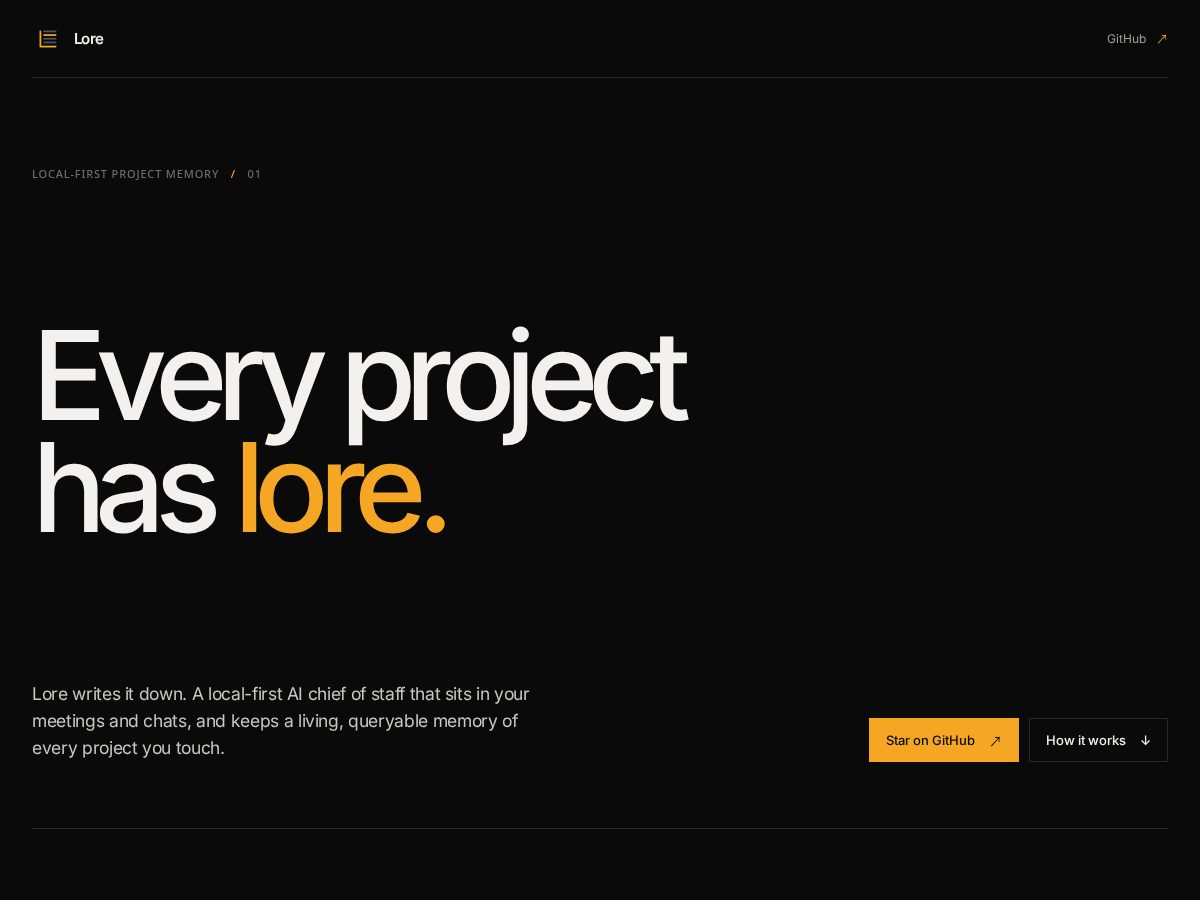 Landing-page snapshot of loreos.dev