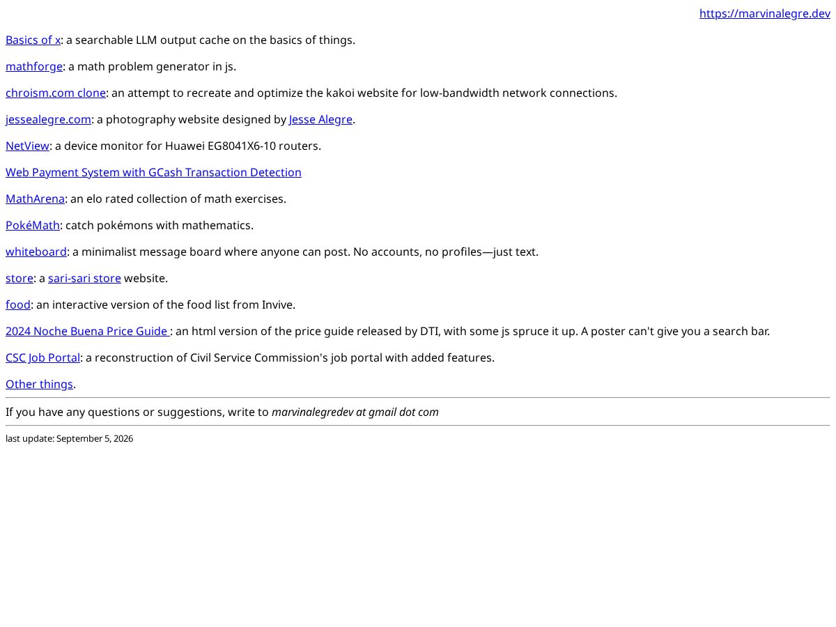 Landing-page snapshot of marvinalegre.dev
