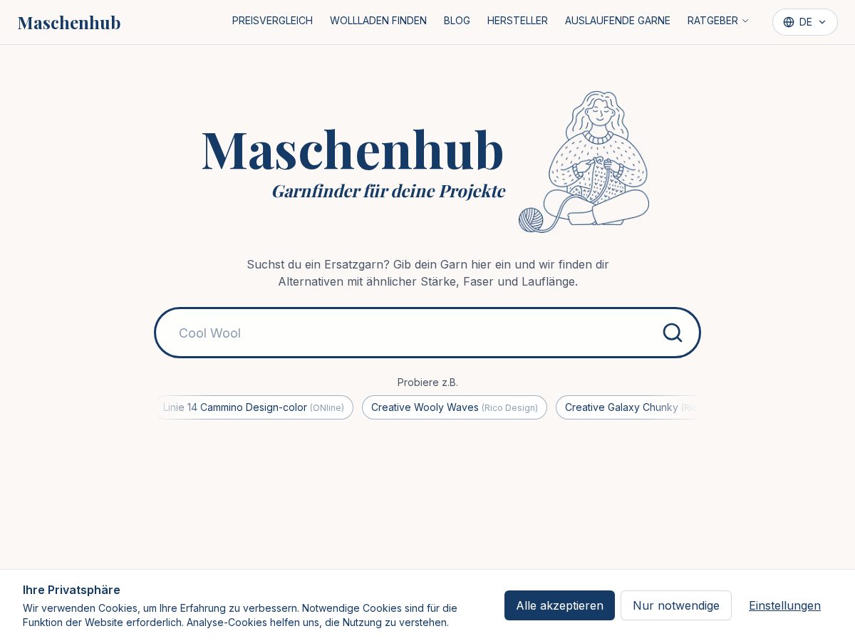 Landing-page snapshot of maschenhub.com