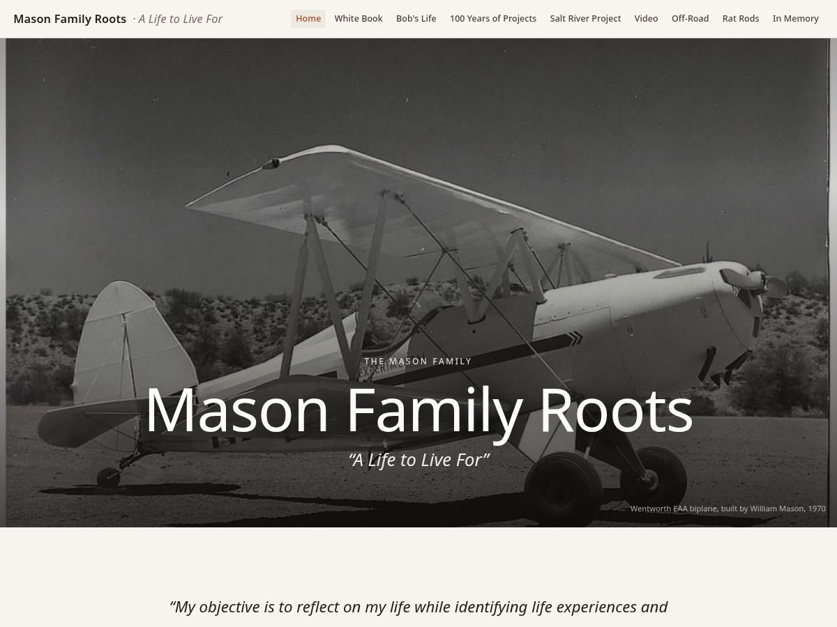 Landing-page snapshot of masonfamilyroots.com