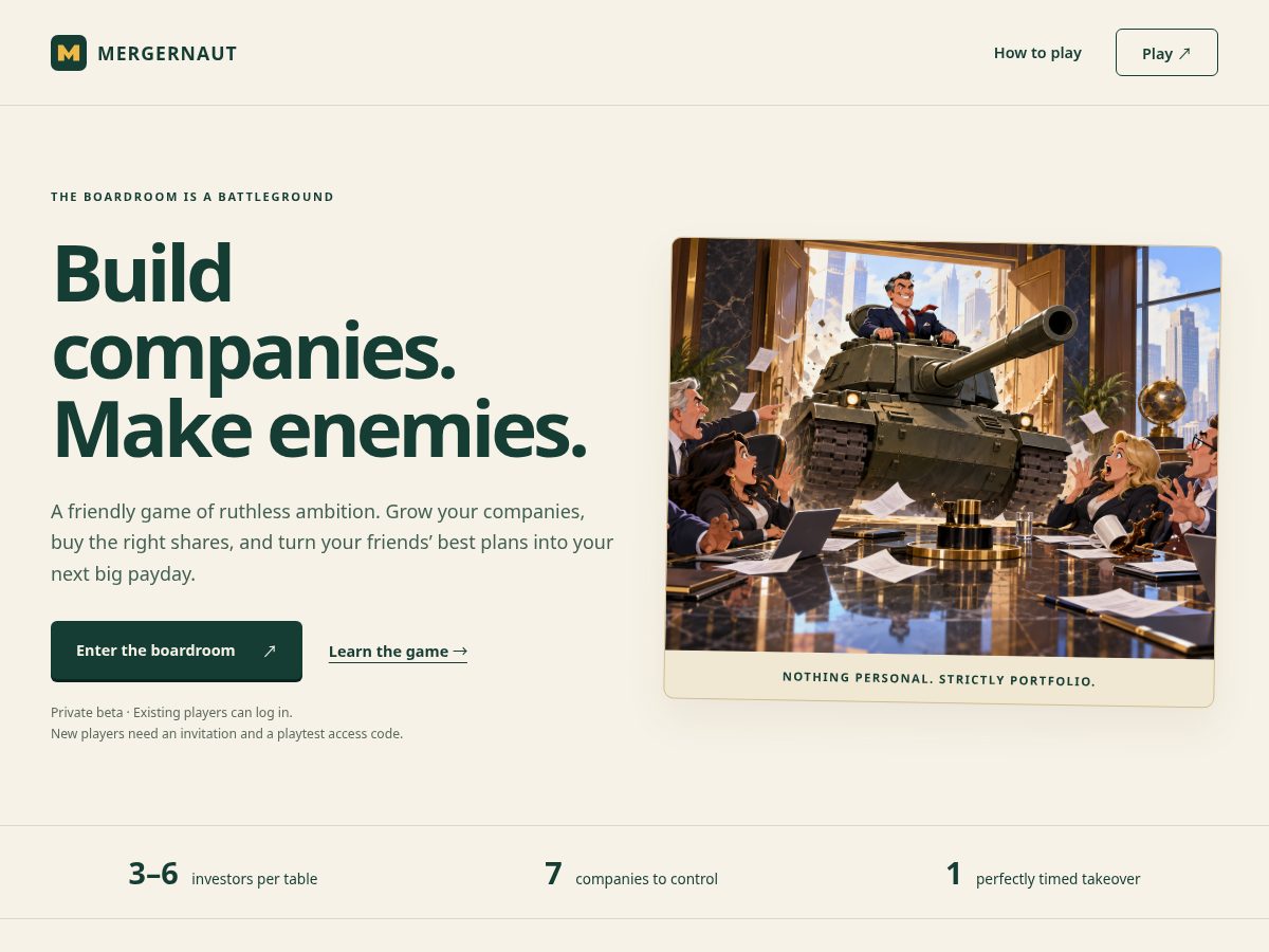 Landing-page snapshot of mergernaut.com