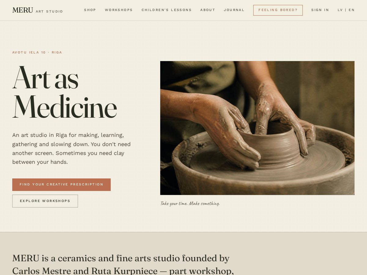 Landing-page snapshot of meru-art-studio.com