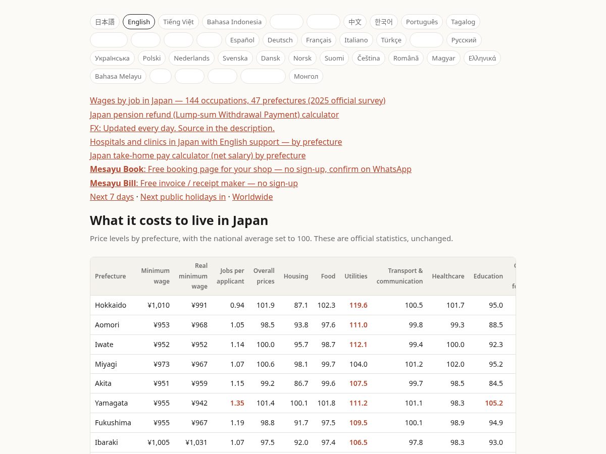 Landing-page snapshot of mesayu.net