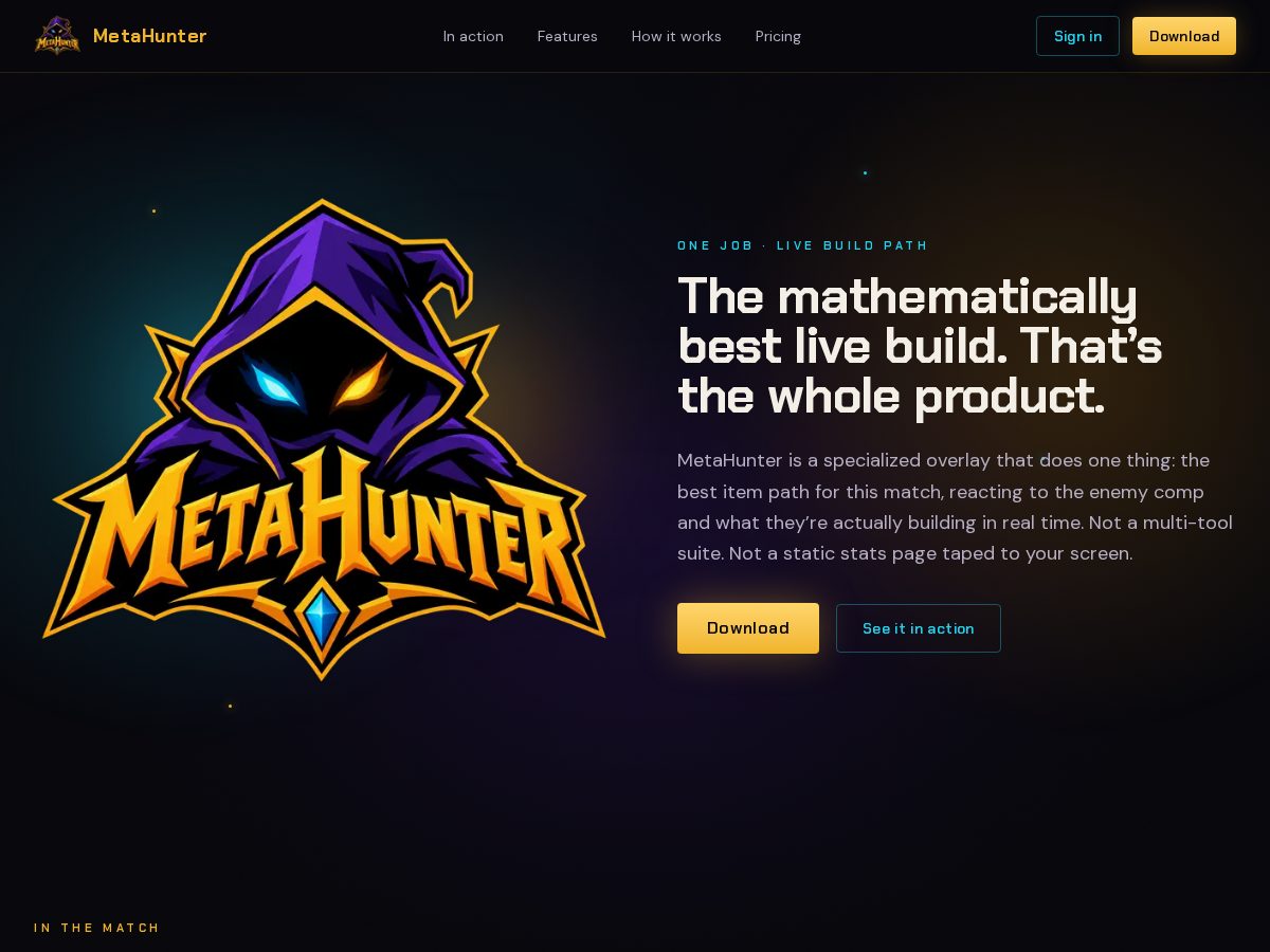Landing-page snapshot of metahunter.lol