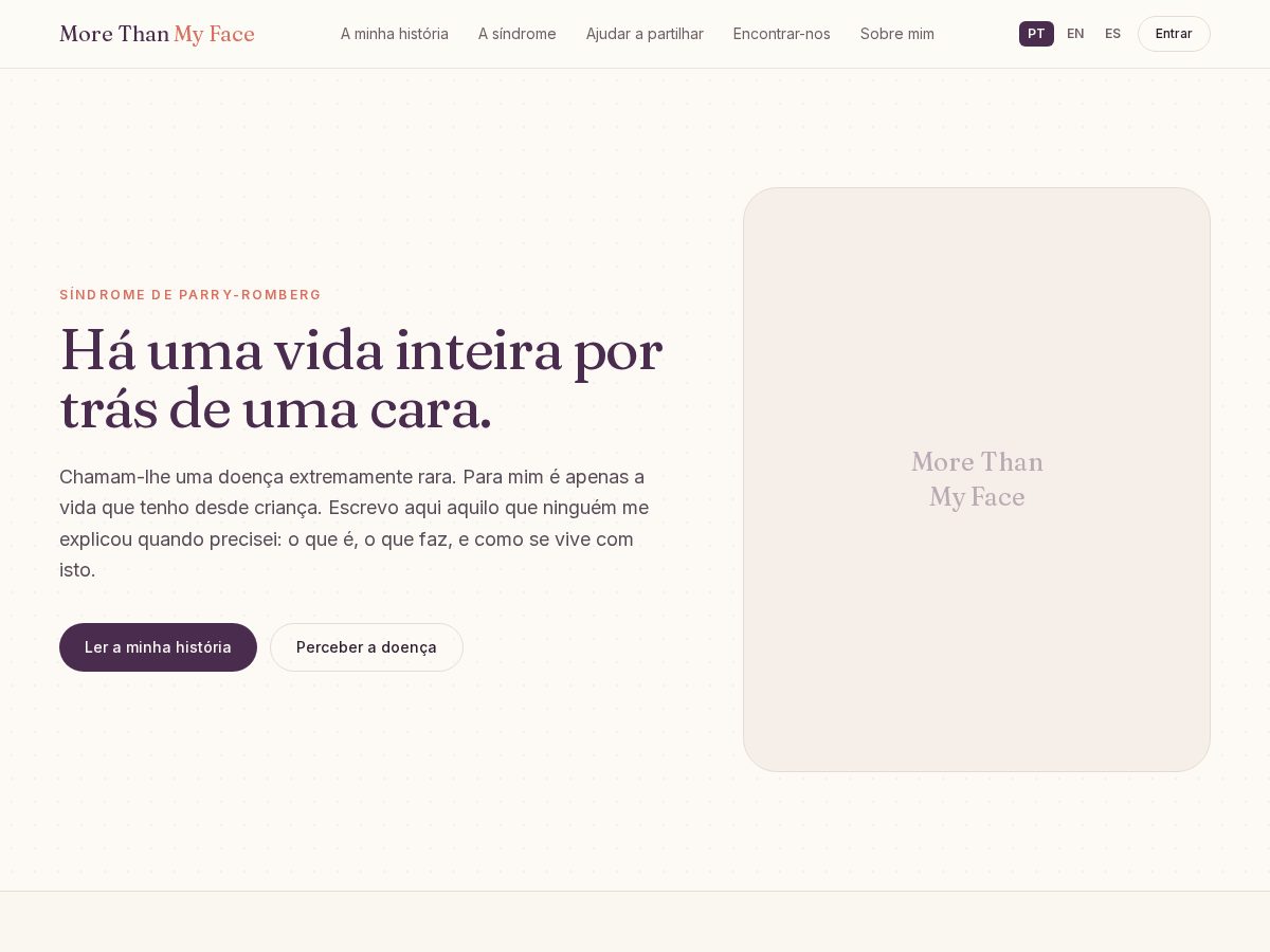Landing-page snapshot of morethanmyface.com
