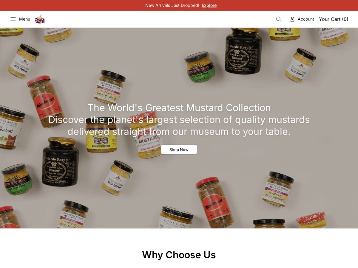 Landing-page snapshot of mustardmuseumstore.com