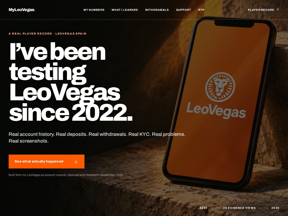 Landing-page snapshot of myleovegas.com