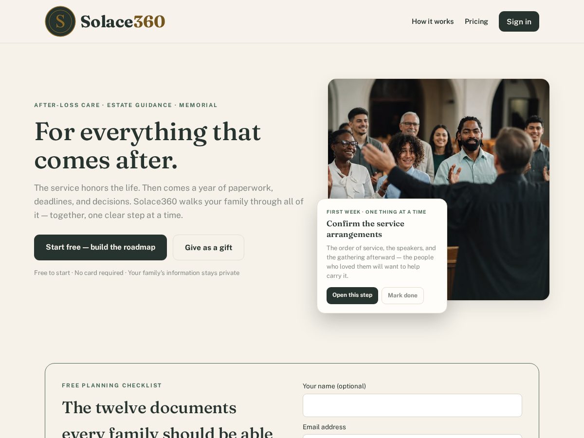Landing-page snapshot of mysolace360.org