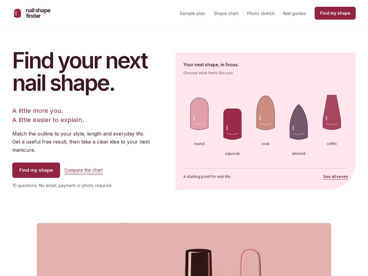Landing-page snapshot of nailshapefinder.com