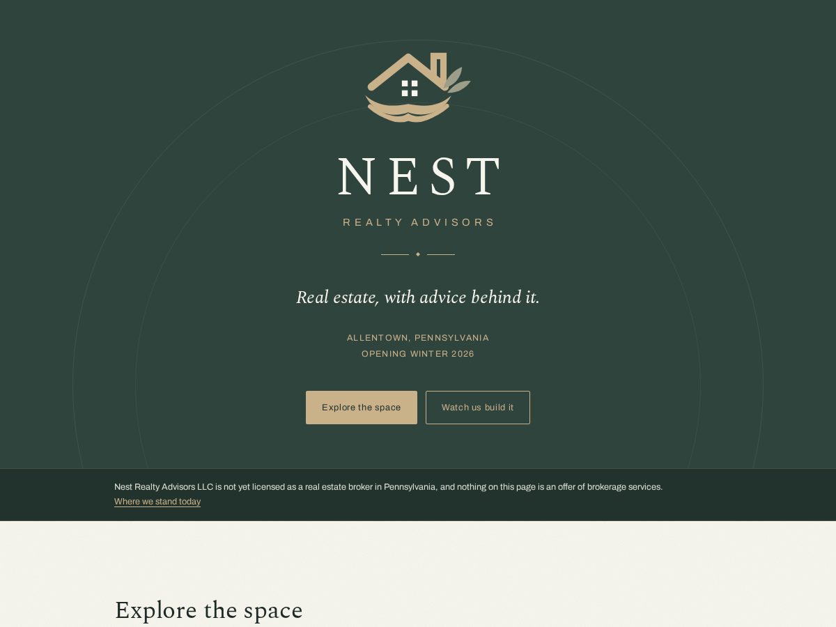 Landing-page snapshot of nestrealtyadvisors.net